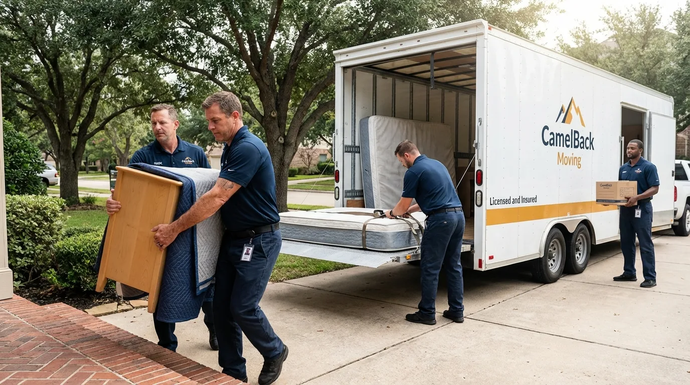 Crew loading residential truck for cross-state move from Tunica, MS
